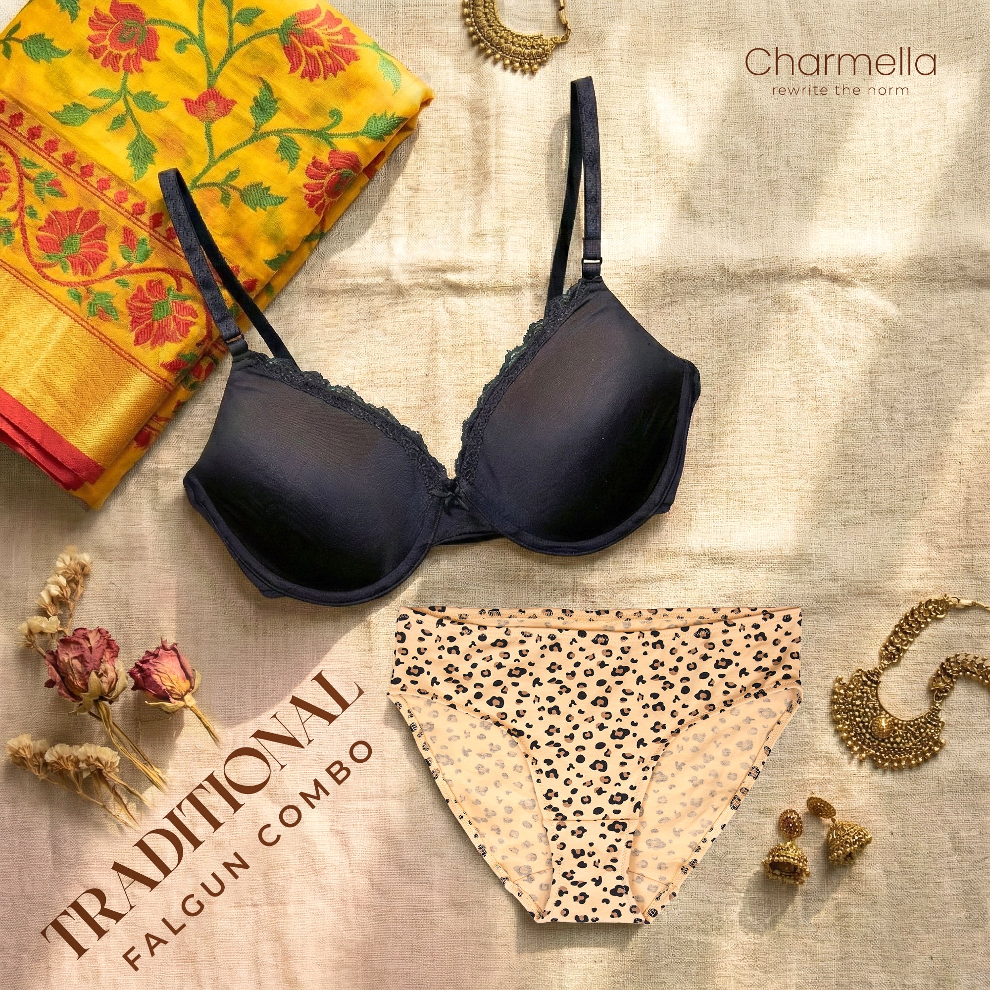 Traditional Falgun Combo (Black and Beige)