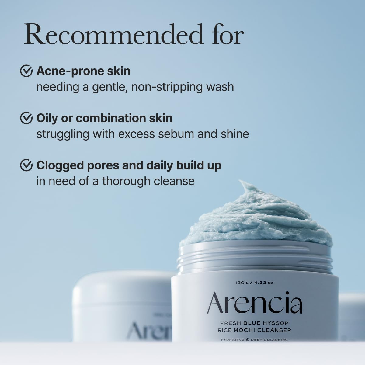 Arencia Fresh Royal Blue Hyssop Rice Mochi Cleanser