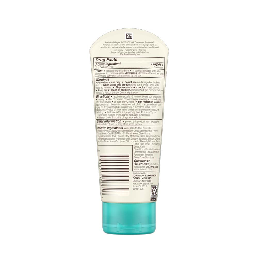 Aveeno Kids Continuous Protection Lotion Sunscreen With Broad Spectrum SPF 50