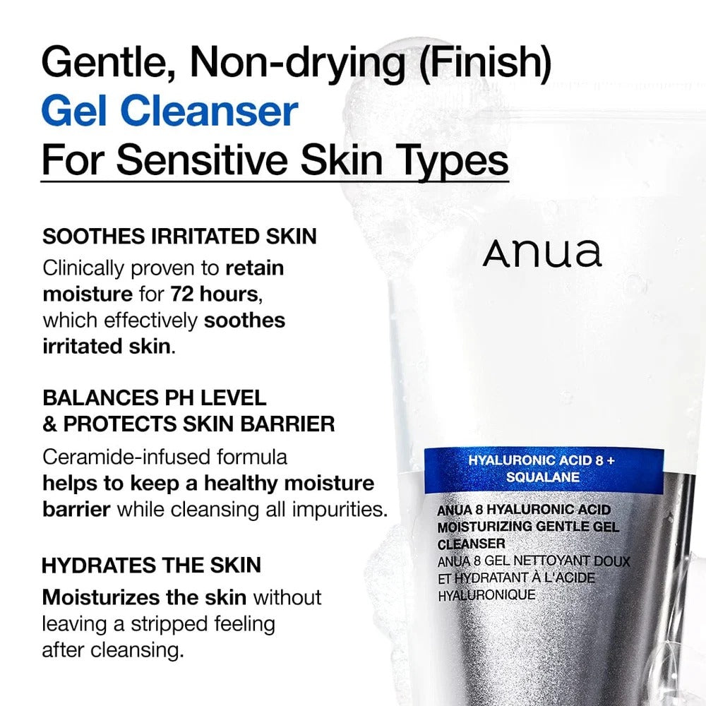 Anua 8 Hyaluronic Acid + Squalane Moisturizing Gentle Gel Cleanser