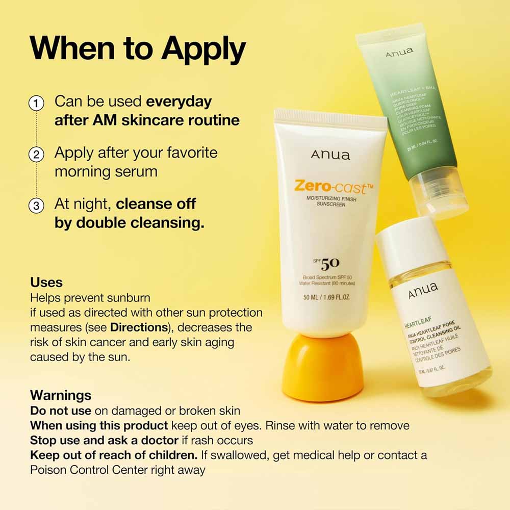 Anua Zero-cast Moisturizing Finish Sunscreen