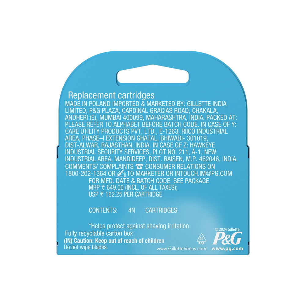 Gillette Venus Smooth Refill Cartridges with Aloe Extracts (4pcs)