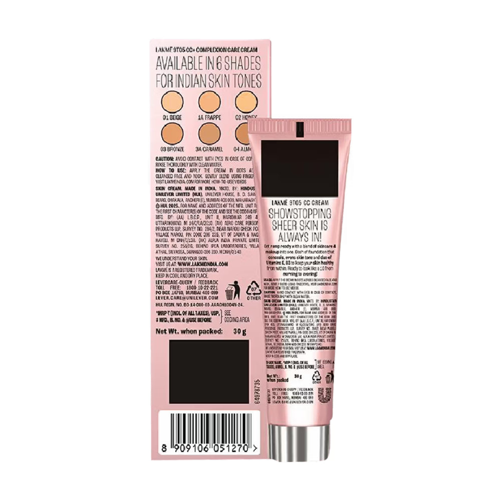 Lakme 9 to 5 CC Complexion Care Cream SPF 30 PA++ 30g