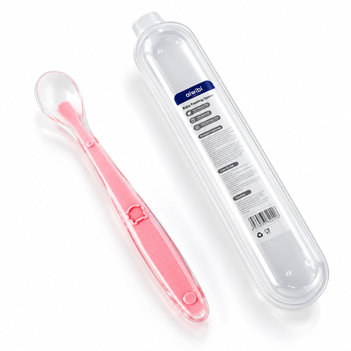 Aiwibi Baby Silicone Chewable Spoon (Pink)