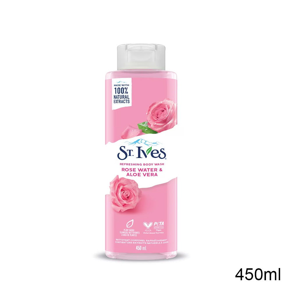 St. Ives Body Wash Refreshing Cleanser Rose Water & Aloe Vera