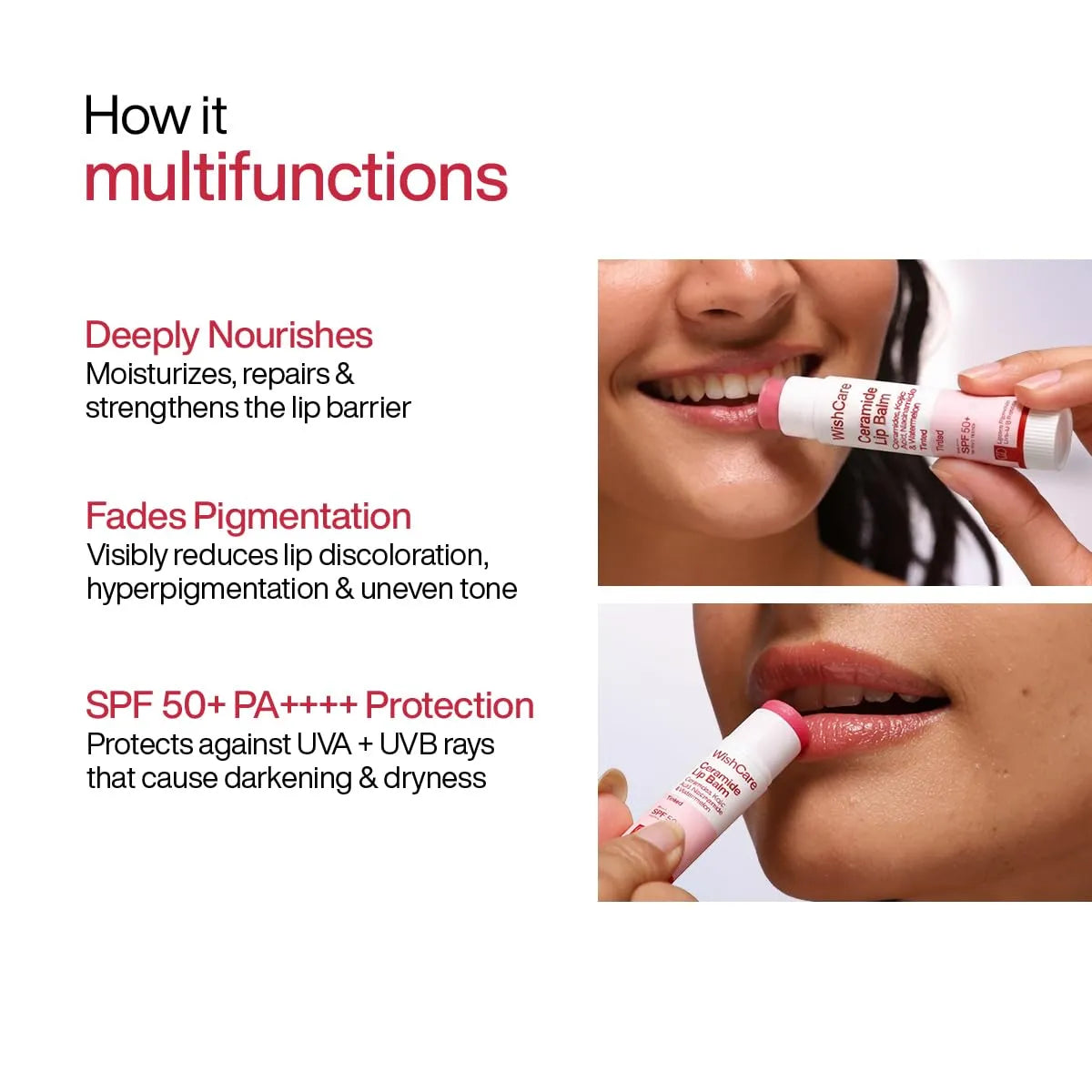 WishCare Ceramide Lip Balm Tinted With SPF 50 PA++++ 5g