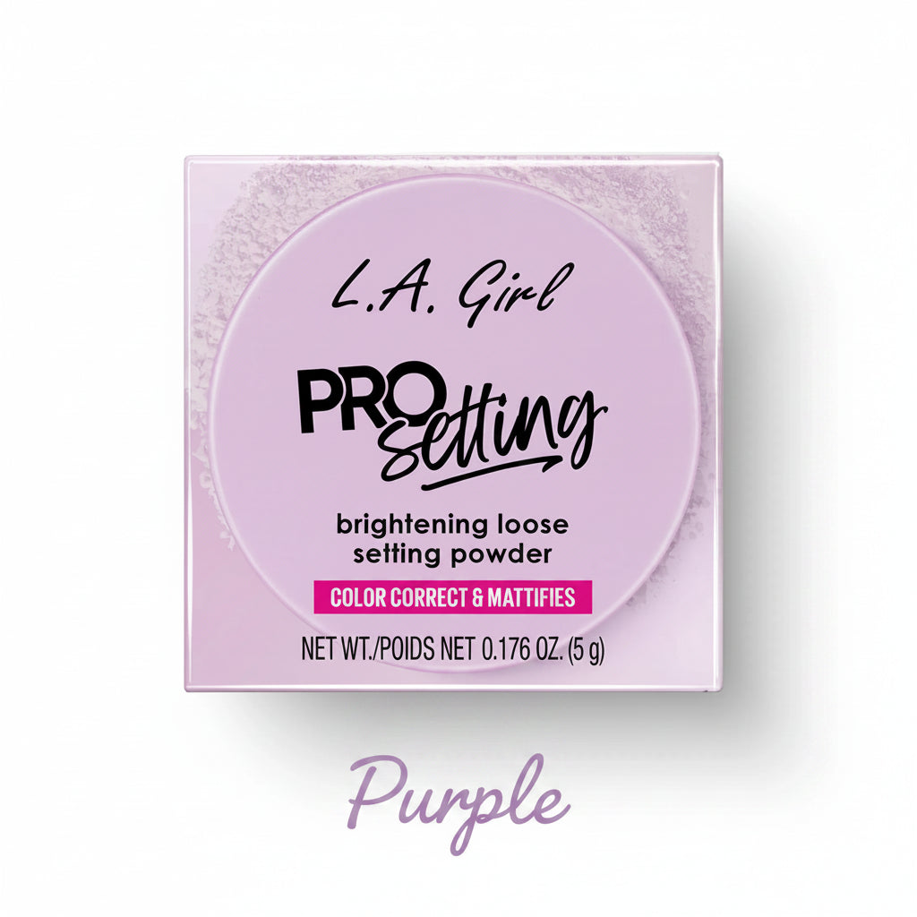 L.A. Girl Pro Setting brightening loose setting powder packaging on a white background