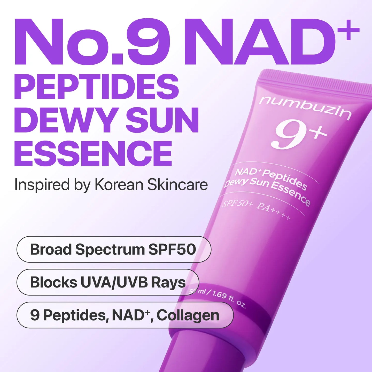 Numbuzin No.9 NAD+ Peptides Dewy Sun Essence SPF50+
