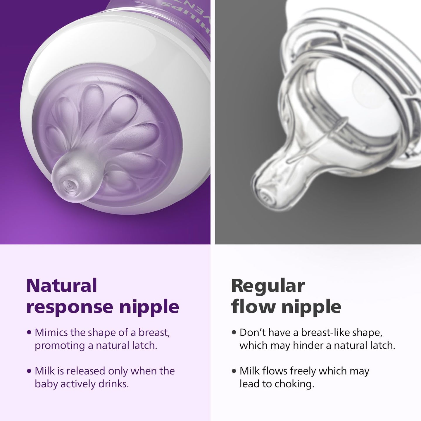 Philips Avent Baby Bottles with Natural Response Nipple, Flow 2, 0m+