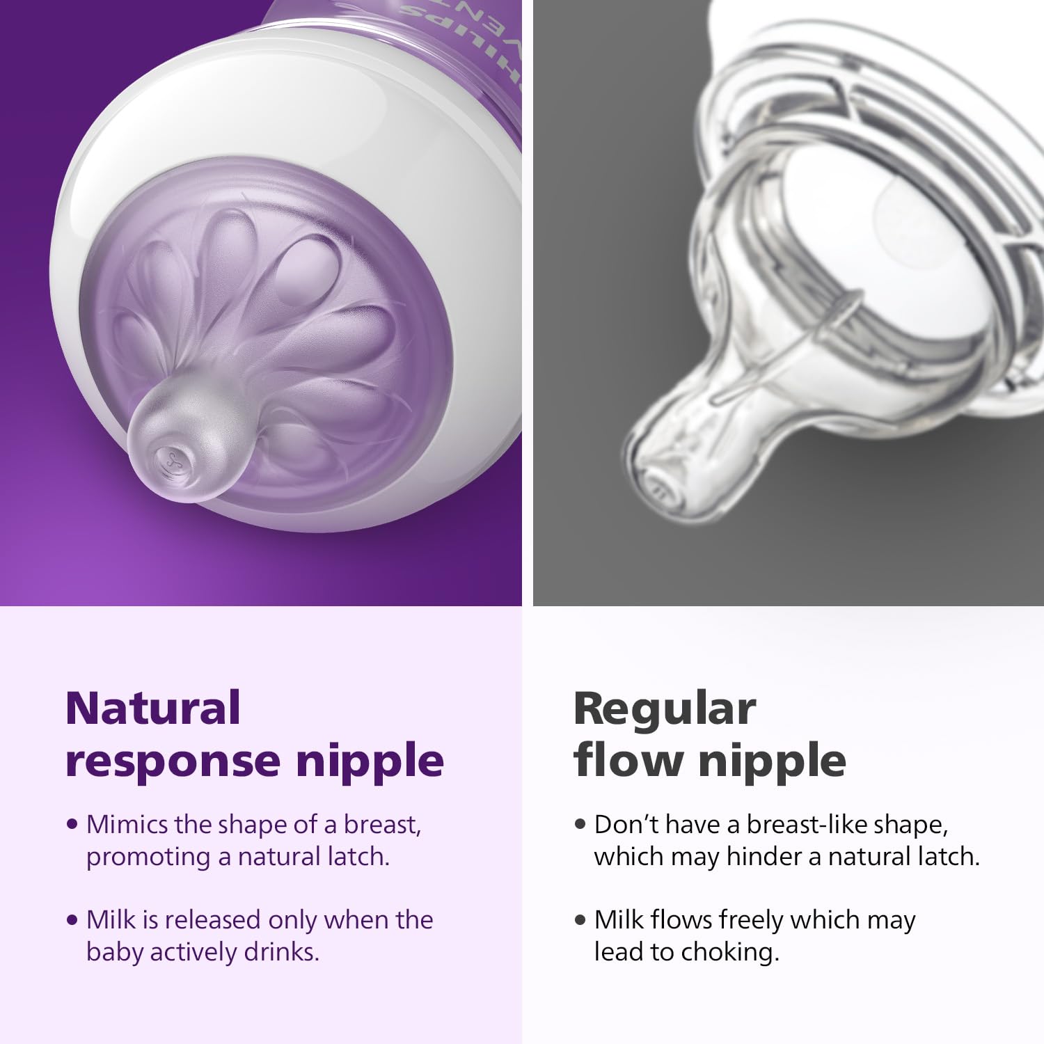 Philips Avent Baby Bottles with Natural Response Nipple, Flow 2, 0m+