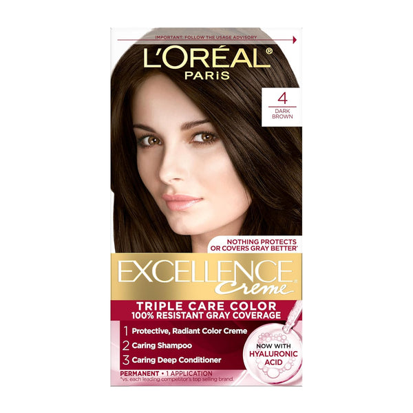 L'Oreal Paris Excellence Cool Creme Triple Care Hair Color- 4 Dark Brown