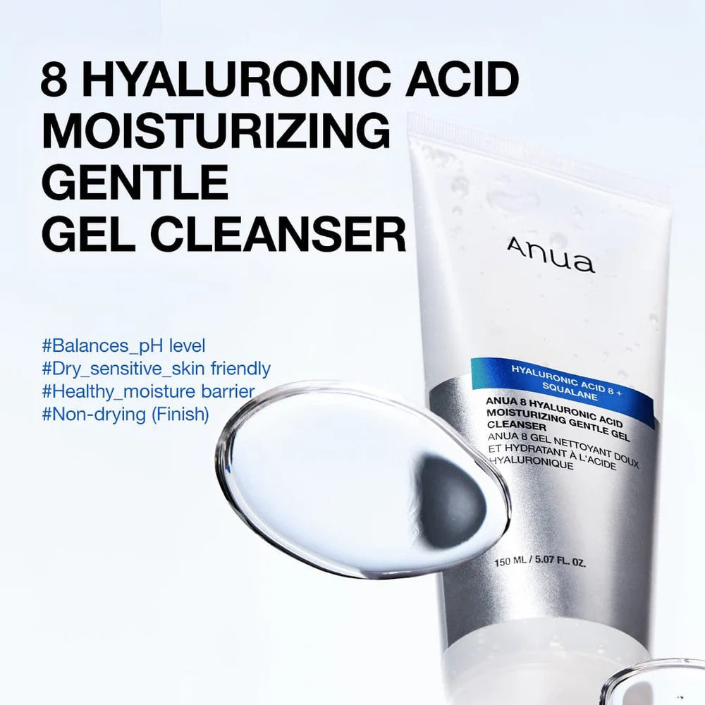 Anua 8 Hyaluronic Acid + Squalane Moisturizing Gentle Gel Cleanser