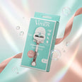 Gillette Venus Deluxe Smooth Sensitive razor packaging on a light blue background with bubbles.