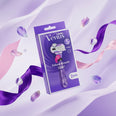 Gillette Venus razor packaging on a purple and white background with decorative ribbons and petals.