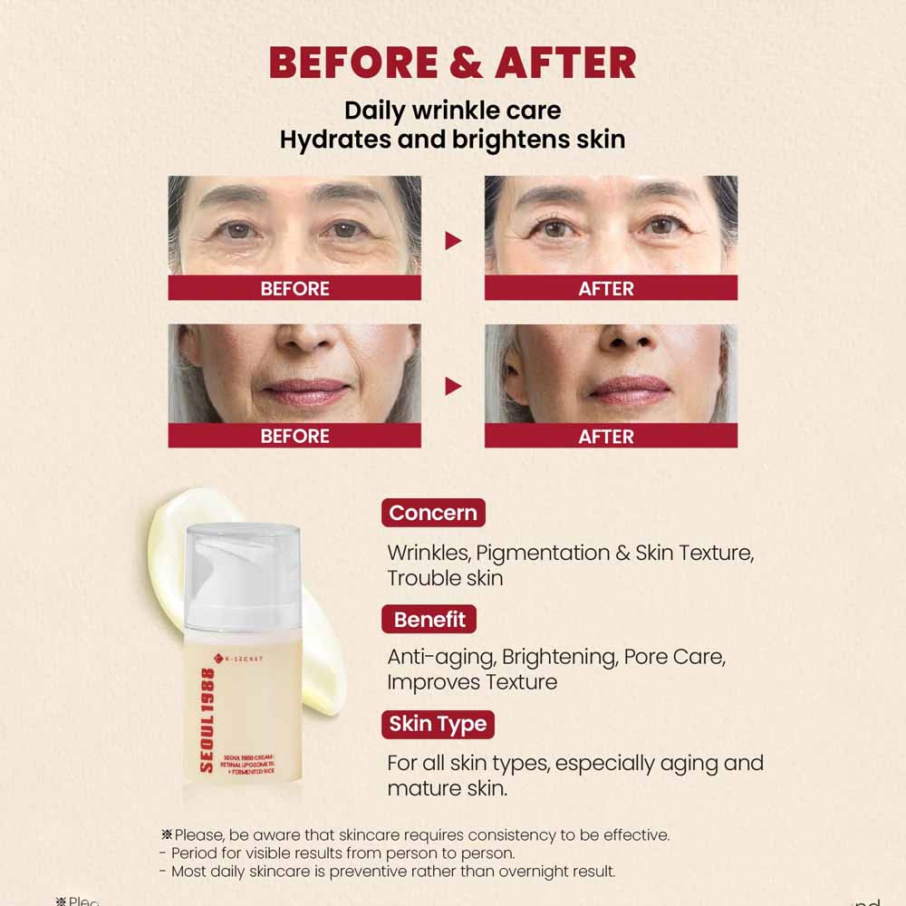 K-SECRET SEOUL 1988 Cream : Retinal Liposome 1% + Fermented Rice