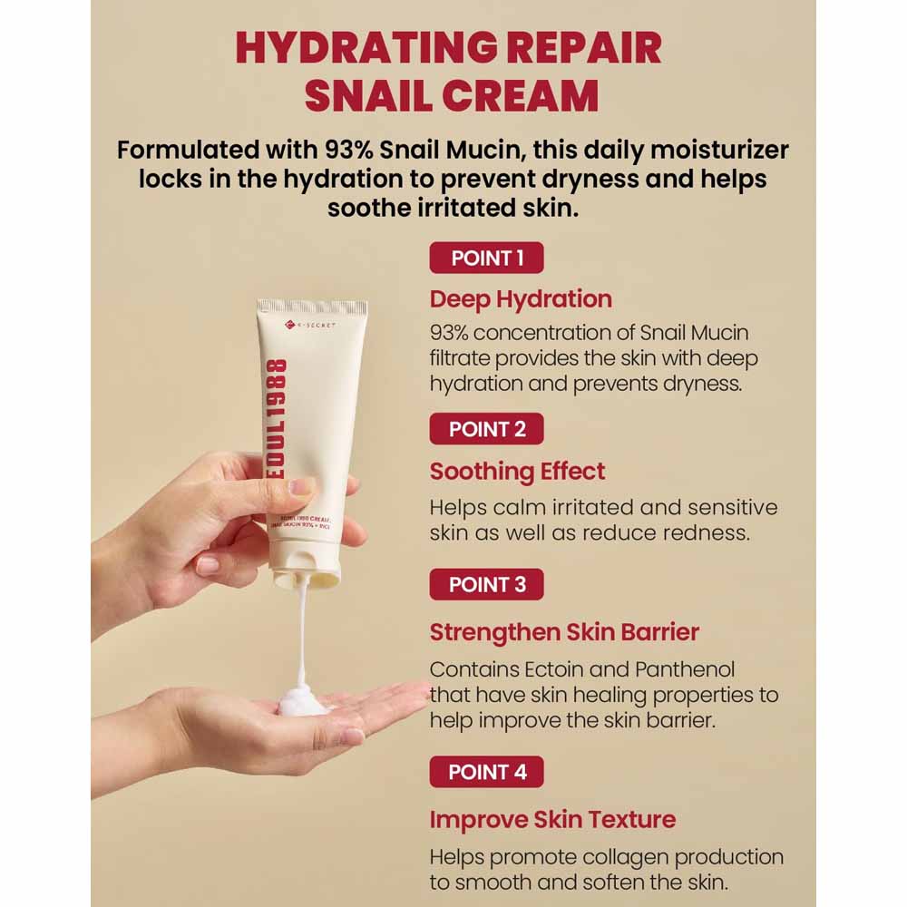 K-SECRET SEOUL 1988 Cream : Snail Mucin 93+Rice 100ml