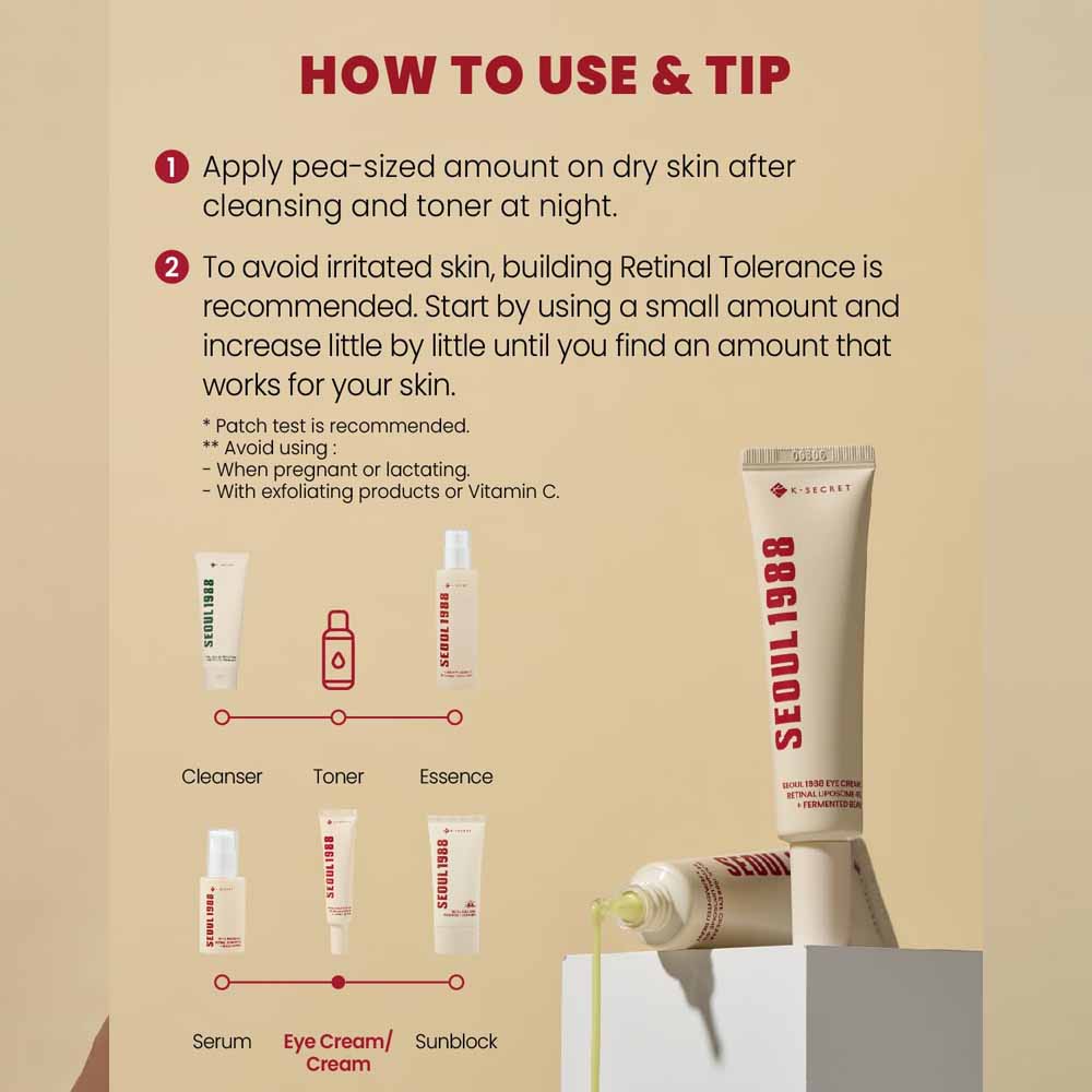 K-SECRET SEOUL 1988 Eye Cream : Retinal Liposome 4% + Fermented Bean