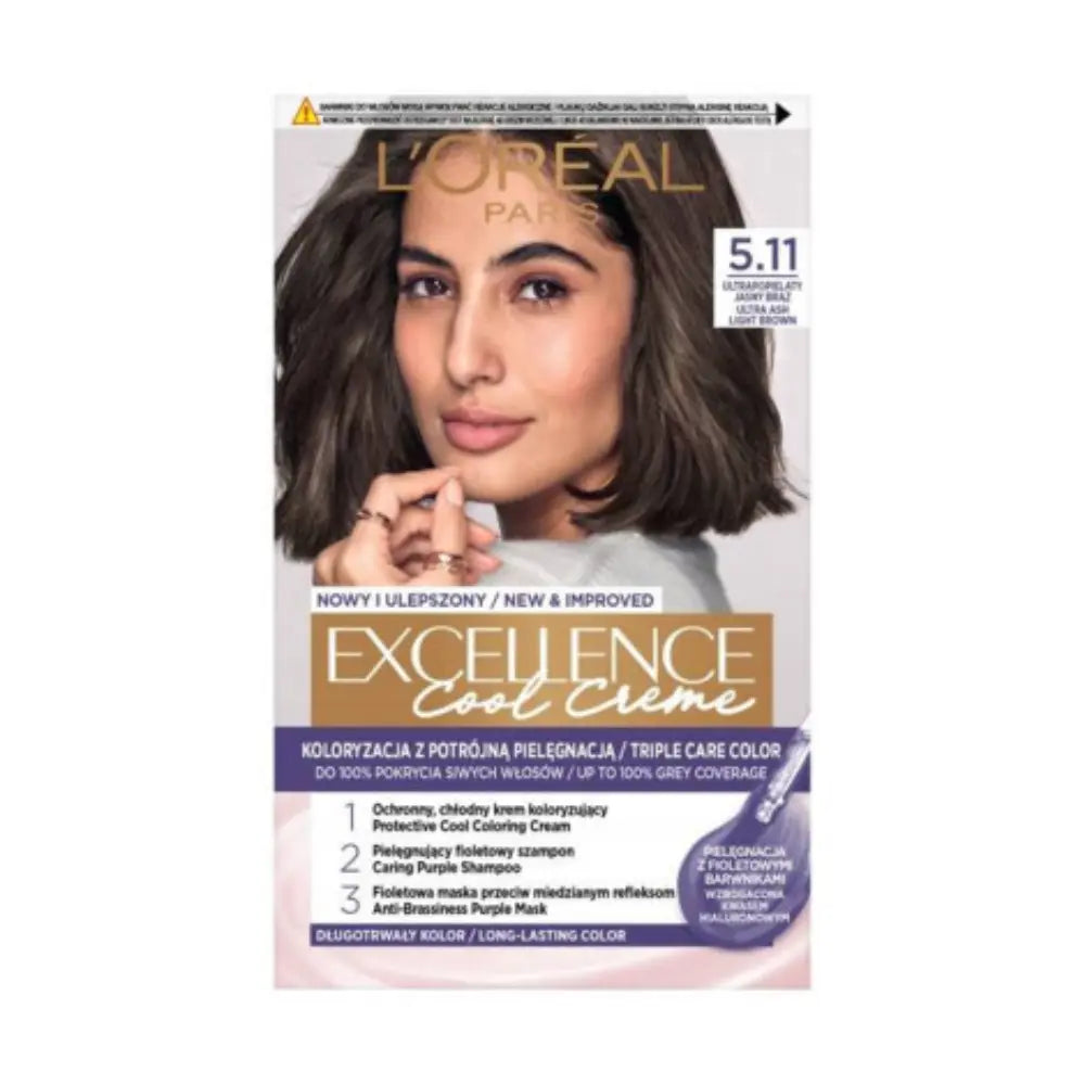 L'Oreal Paris Excellence Cool Creme Triple Care Color - 5.11 Ultra Ash Light Brown